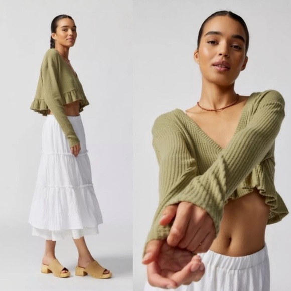 New! URBAN OUTFITTERS • Out From Under Anya Cozy Babydoll Top in Green - Picture 12 of 12